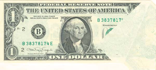 Paper Money Error - $1 Printed Fold